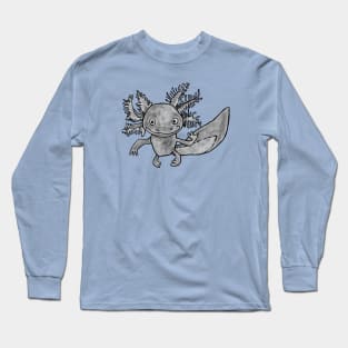 Axolotl Art, Gray Axolotl Long Sleeve T-Shirt